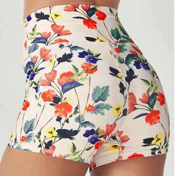 Fabletics Define High-Waisted Short Women white floral size medium work out run - Picture 2 of 5